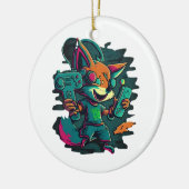 Wolven spelen spelletjes keramisch ornament (Links)