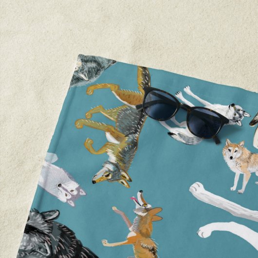 Wolven van het World Turquoise-patroon Strandlaken (In situ)