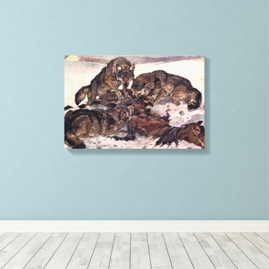 Wolven van Winifred Austen,  wilde dieren Canvas Afdruk (Insitu (Houten vloer))