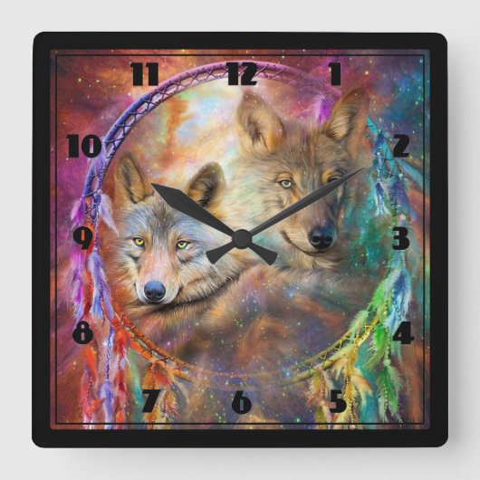 Wolven Vierkante Klok (Voorkant)