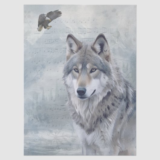 Wolven Watercolor Tissuepapier (Voorkant)