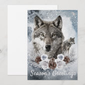 Wolven Waterverf Winter Kerstmis Feestdagenkaart (Voorkant / Achterkant)