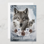 Wolven Waterverf Winter Kerstmis Feestdagenkaart (Voorkant / Achterkant)