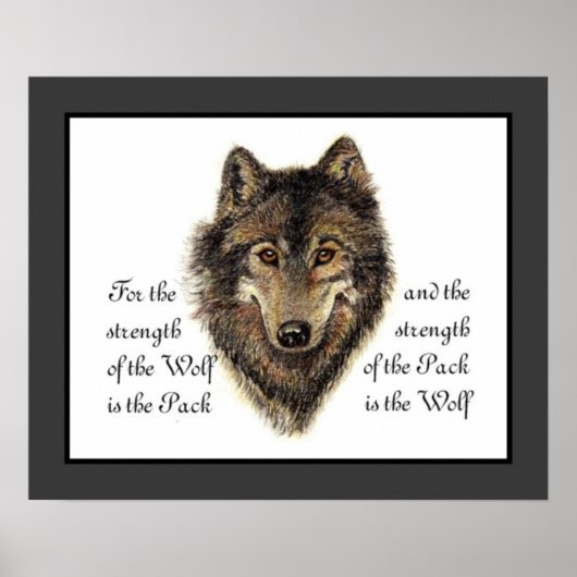 Wolven, Waterverf Wolf & Pack Citaat, Natuur Poster (Voorkant)
