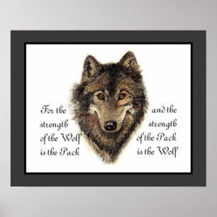 Wolven, Waterverf Wolf & Pack Citaat, Natuur Poster