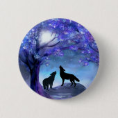 Wolven Wildlife Animals Blue Button (Voorkant)