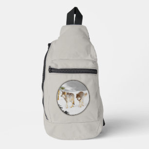 Wolven Winter Sneeuw Schilderen Originele Wildlife Sling Bag