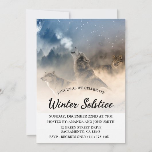 Wolven Winter Solstice Celebration Kaart (Voorkant)