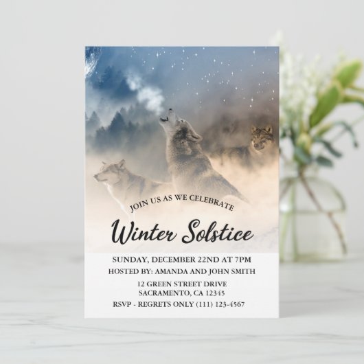 Wolven Winter Solstice Celebration Kaart (Staand voorkant)