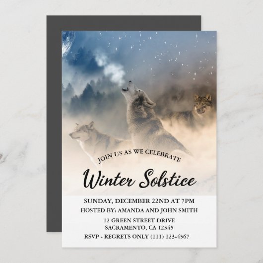 Wolven Winter Solstice Celebration Kaart (Voorkant / Achterkant)