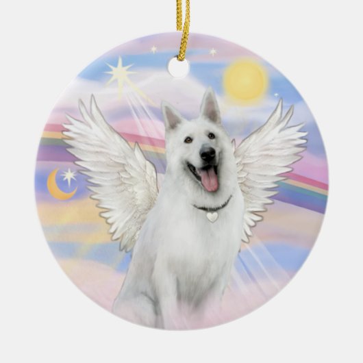 Wolven - Witte Duitse Herder Keramisch Ornament (Voorkant)