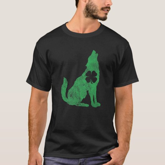Wolven Wolf Gift St. Patrick's Day Shamrock Saint T-shirt (Voorkant)