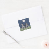 Wolven Wolf Howling in Moon, Nacht sterren Animal Vierkante Sticker (Envelop)