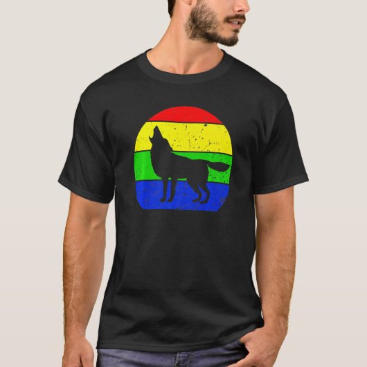 Wolven Wolf Retro Wolven Wolf Silhouet T-shirt (Voorkant)