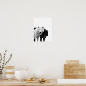 Wolven Zwart Wit Houten Blok Rustieke Foto Poster (Keuken)