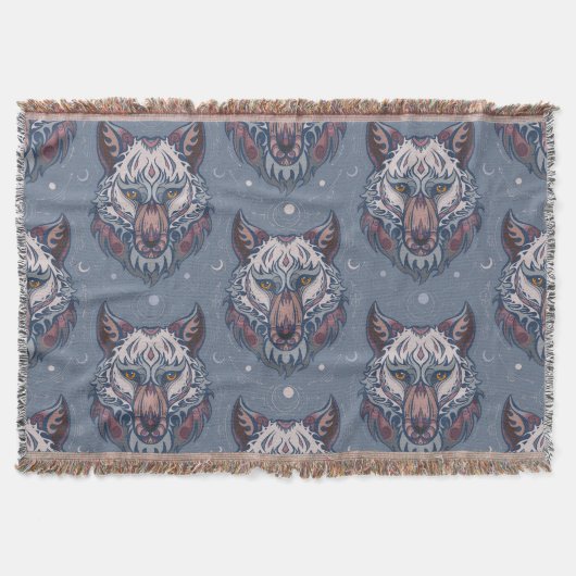wolvenhoofden met boho-decoratie deken (Voorkant)