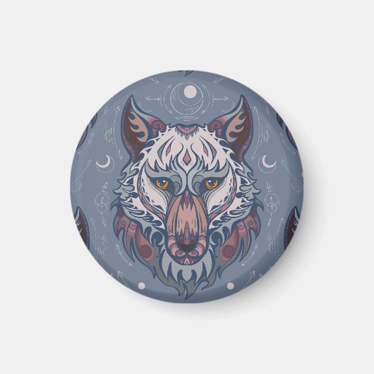 wolvenhoofden met boho-decoratie magneet (Voorkant)
