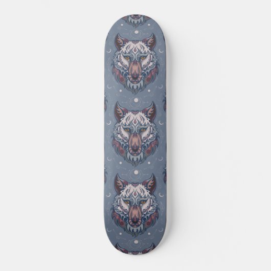 wolvenhoofden met boho-decoratie persoonlijk skateboard (Voorkant)