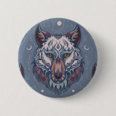wolvenhoofden met boho-decoratie ronde button 5,7 cm (Voorkant)