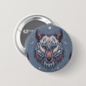 wolvenhoofden met boho-decoratie ronde button 5,7 cm (Voorkant /achterkant)