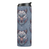 wolvenhoofden met boho-decoratie thermosbeker (Gedraaid links)