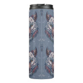 wolvenhoofden met boho-decoratie thermosbeker (Achterkant)