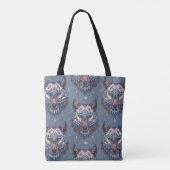 wolvenhoofden met boho-decoratie tote bag (Achterkant)