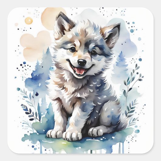 Wolvenjong Vierkante Sticker (Voorkant)