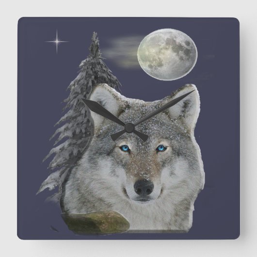 wolvenklokken vierkante klok (Voorkant)