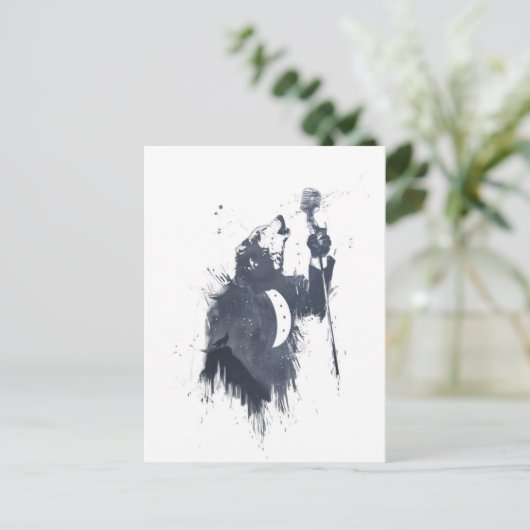 Wolvenlied (blauw) briefkaart (Staand voorkant)