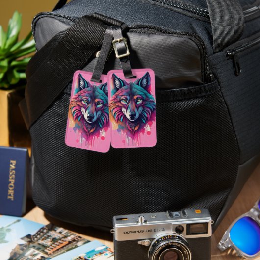 wolvenportret bagagelabel (Voorkant /achterkant)