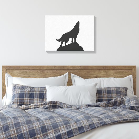 Wolvensilhouet — Kies achtergrondkleur Canvas Afdruk (Insitu (Slaapkamer))