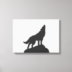 Wolvensilhouet — Kies achtergrondkleur Canvas Afdruk