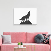 Wolvensilhouet — Kies achtergrondkleur Canvas Afdruk (Insitu (Woonkamer))