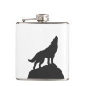 Wolvensilhouet — Kies achtergrondkleur Heupfles (Voorkant)