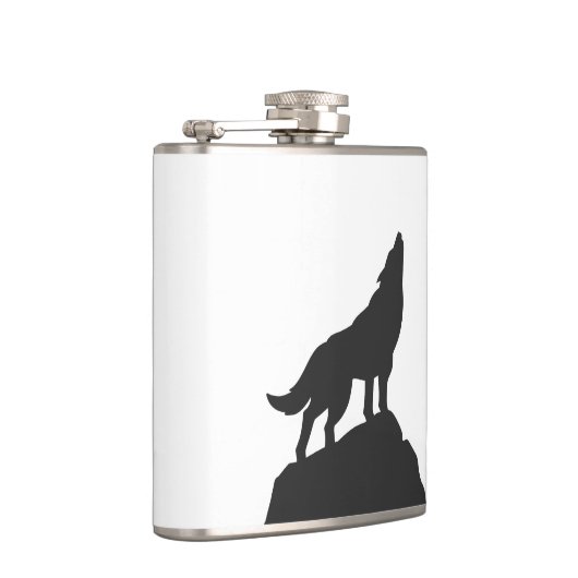 Wolvensilhouet — Kies achtergrondkleur Heupfles (Rechts)