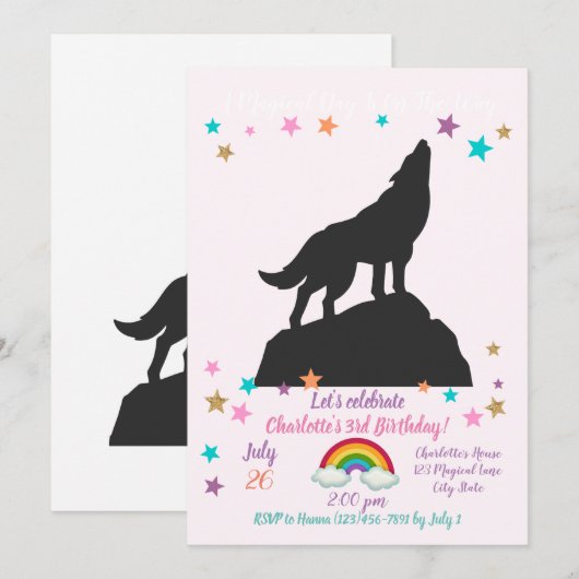 Wolvensilhouet — Kies achtergrondkleur Kaart (Voorkant / Achterkant)