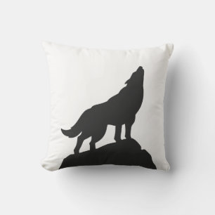 Wolvensilhouet — Kies achtergrondkleur Kussen