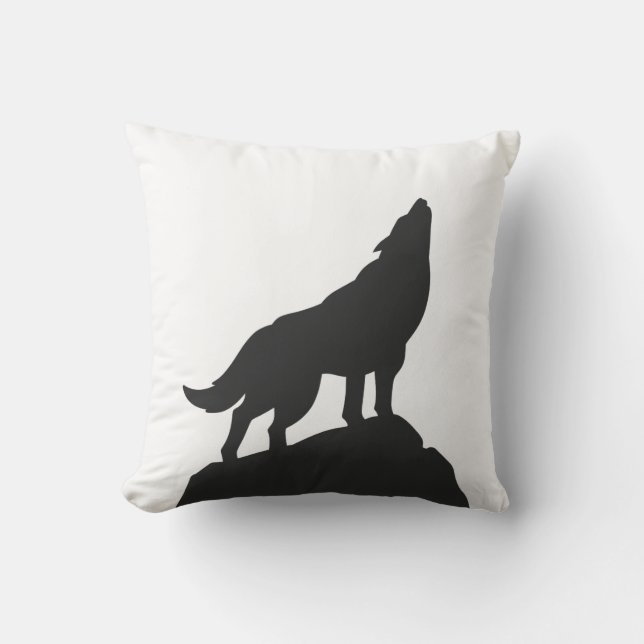 Wolvensilhouet — Kies achtergrondkleur Kussen (Voorkant)