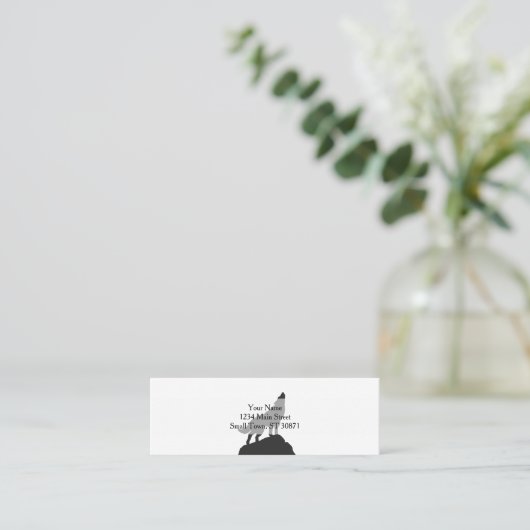 Wolvensilhouet — Kies achtergrondkleur Mini Visitekaartje (Staand voorkant)