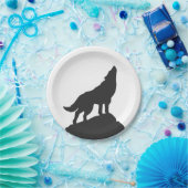 Wolvensilhouet — Kies achtergrondkleur Papieren Bordje (Feest)