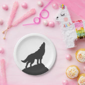 Wolvensilhouet — Kies achtergrondkleur Papieren Bordje (Feest)
