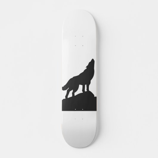 Wolvensilhouet — Kies achtergrondkleur Persoonlijk Skateboard (Voorkant)