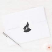 Wolvensilhouet — Kies achtergrondkleur Ronde Sticker (Envelop)