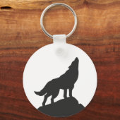 Wolvensilhouet — Kies achtergrondkleur Sleutelhanger (Voorkant)
