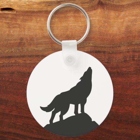 Wolvensilhouet — Kies achtergrondkleur Sleutelhanger (Voorkant)