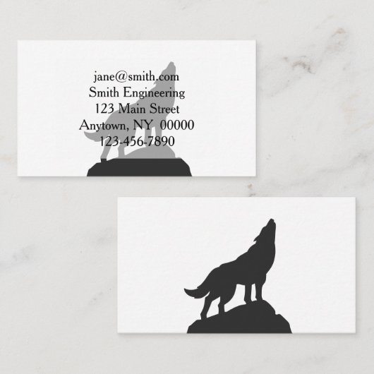 Wolvensilhouet — Kies achtergrondkleur Visitekaartje (Voorkant / Achterkant)