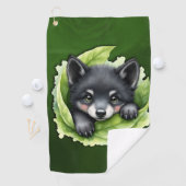 Wolvenwelp in het groen: golfhanddoek (Insitu)