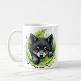Wolvenwelp in het groen: koffiemok