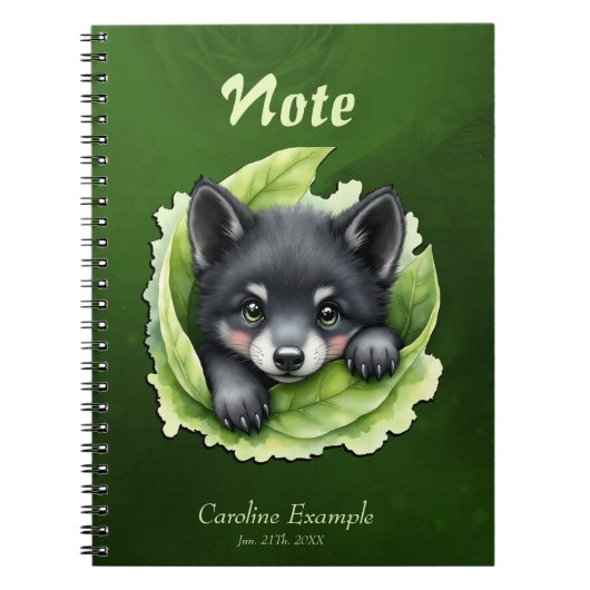 Wolvenwelp in het groen notitieboek (Voorkant)